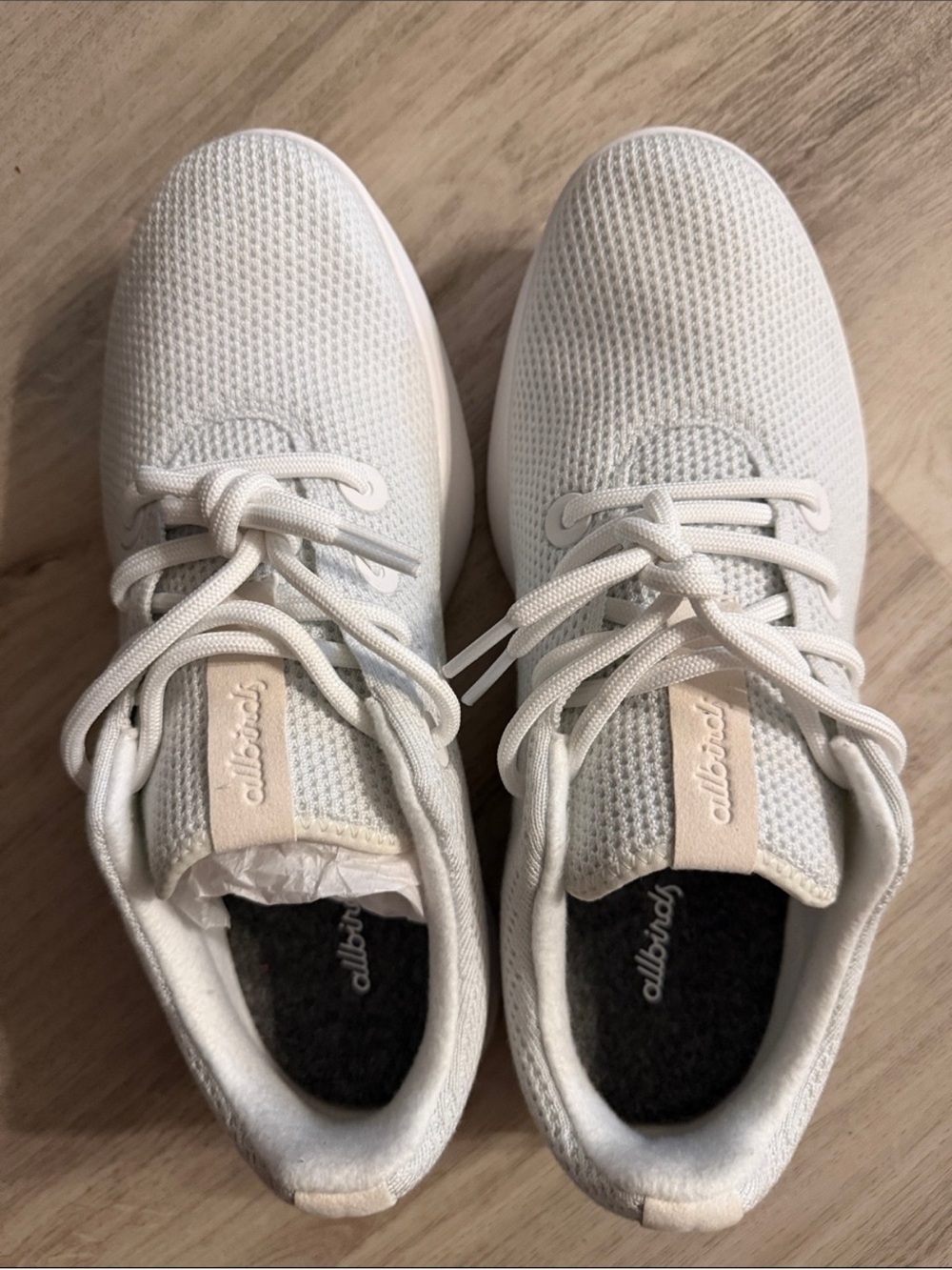 allbirds White Knit Lace-Up Athletic Sneakers